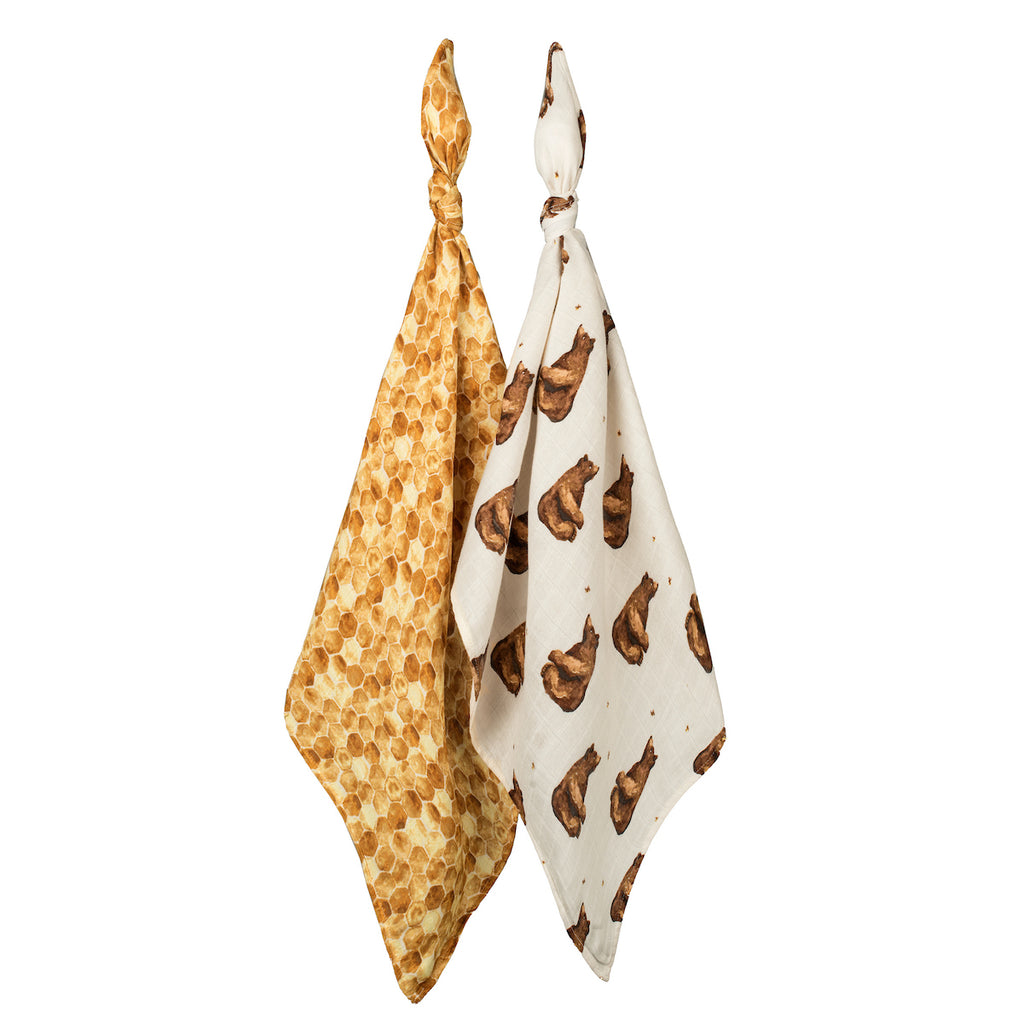 honey bear set of two burp cloth