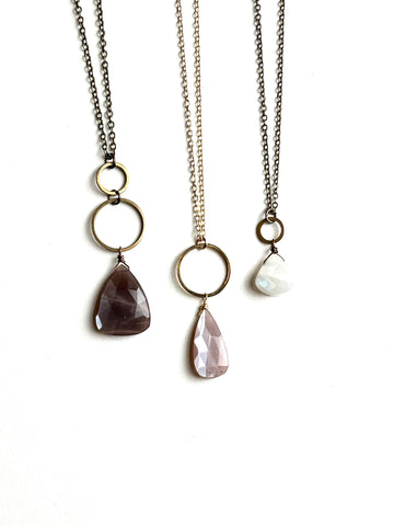 moonstone and gold necklaces