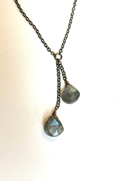 double faceted labradorite necklace