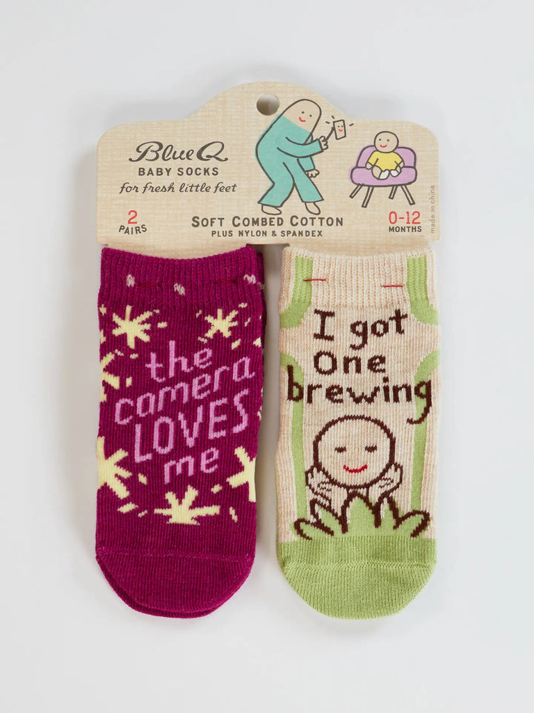 "the camera loves me" baby socks