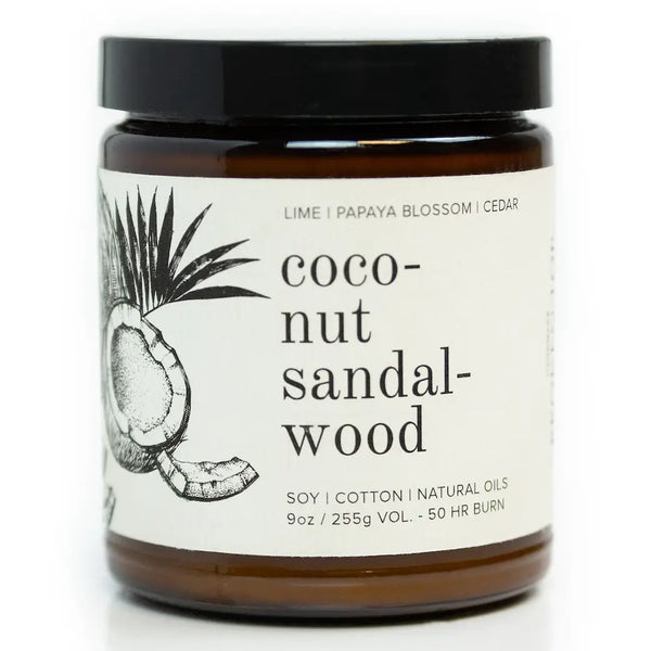 coconut and sandalwood soy candle