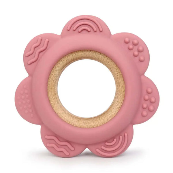 pink flower silicone teether