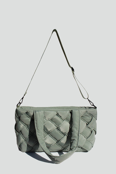 athena nylon woven tote- mint