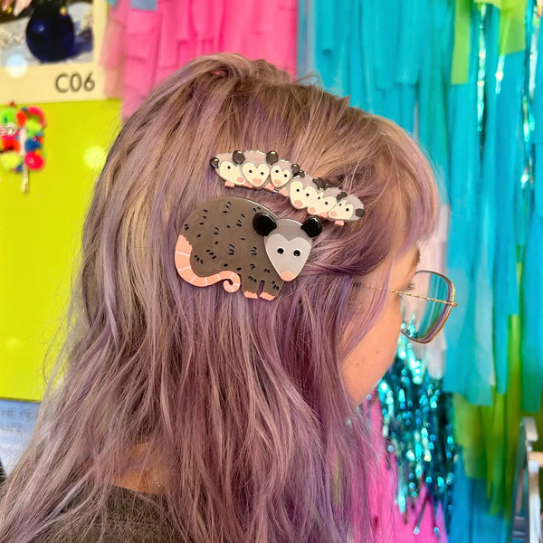 possum family hair clips