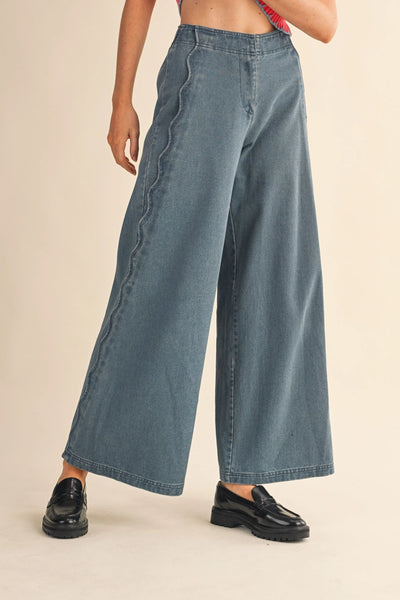 scallop side seam jeans