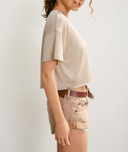raw hem crop tee