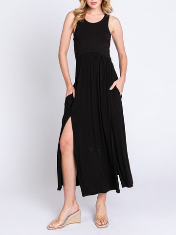 sleeveless slitted dress