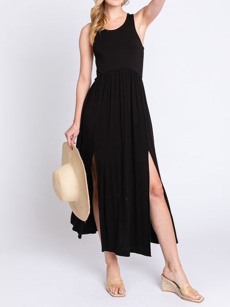 sleeveless slitted dress