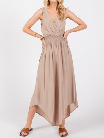 smocked waist jumpsuit