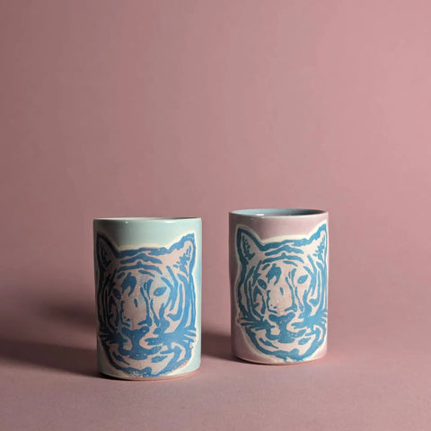 hand thrown tiger cup