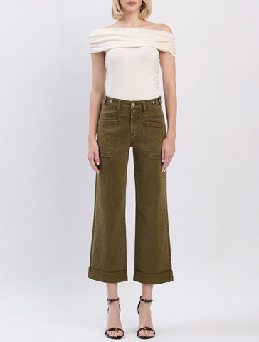 high rise olive jeans