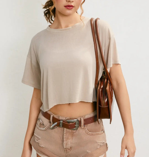 raw hem crop tee
