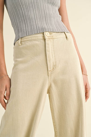 straight leg cream denim jeans