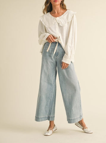 washed denim pants