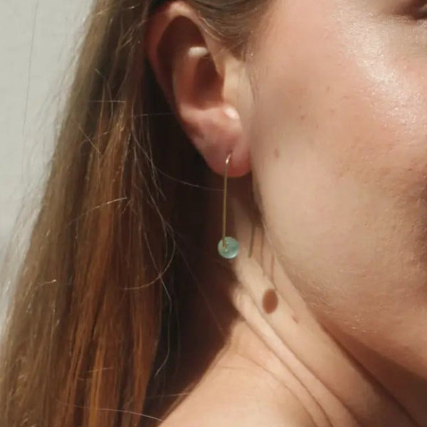 sea glass thread earrings