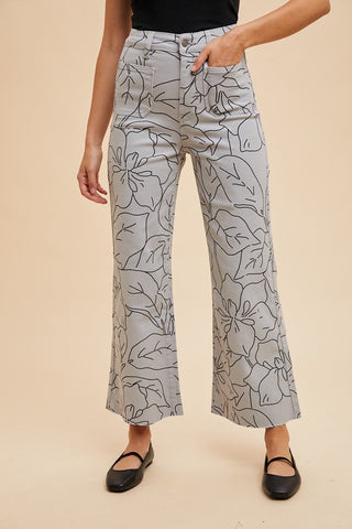 floral wide leg jeans