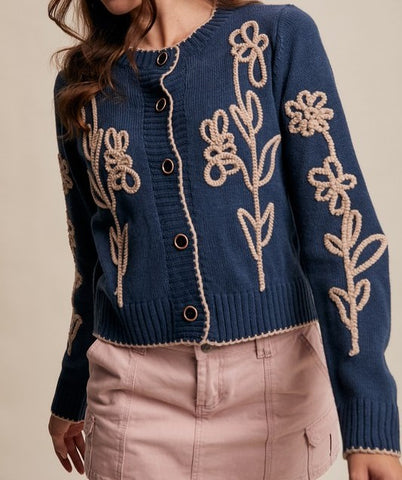 flower knit cardigan