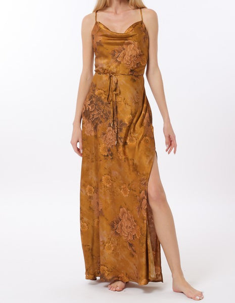 gold maxi dress