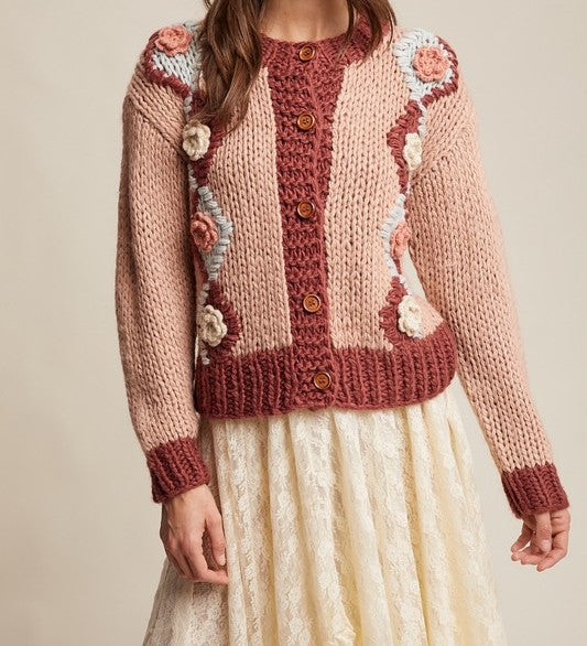 flower knit cardigan