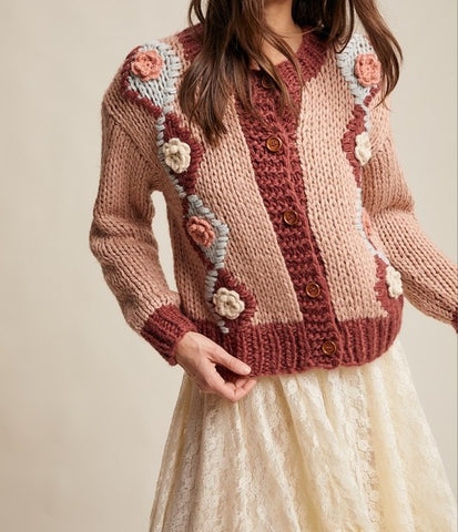 flower knit cardigan
