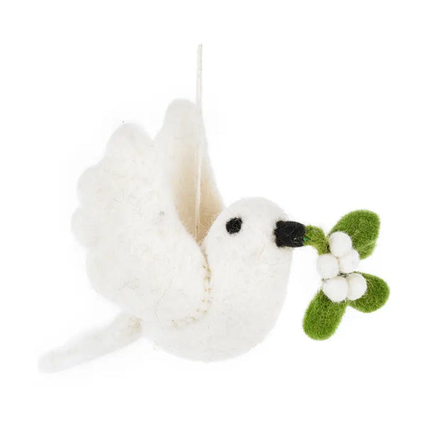 felted mistletoe white dove