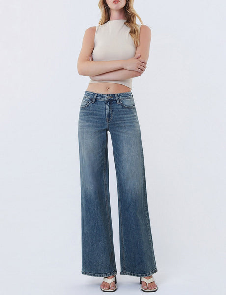 mid rise wide jeans