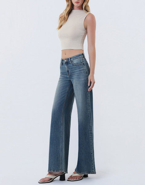 mid rise wide jeans