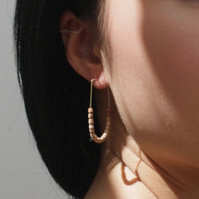 teak beaded drape earrings