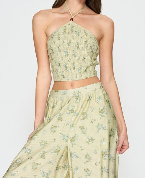 floral triangle neck top