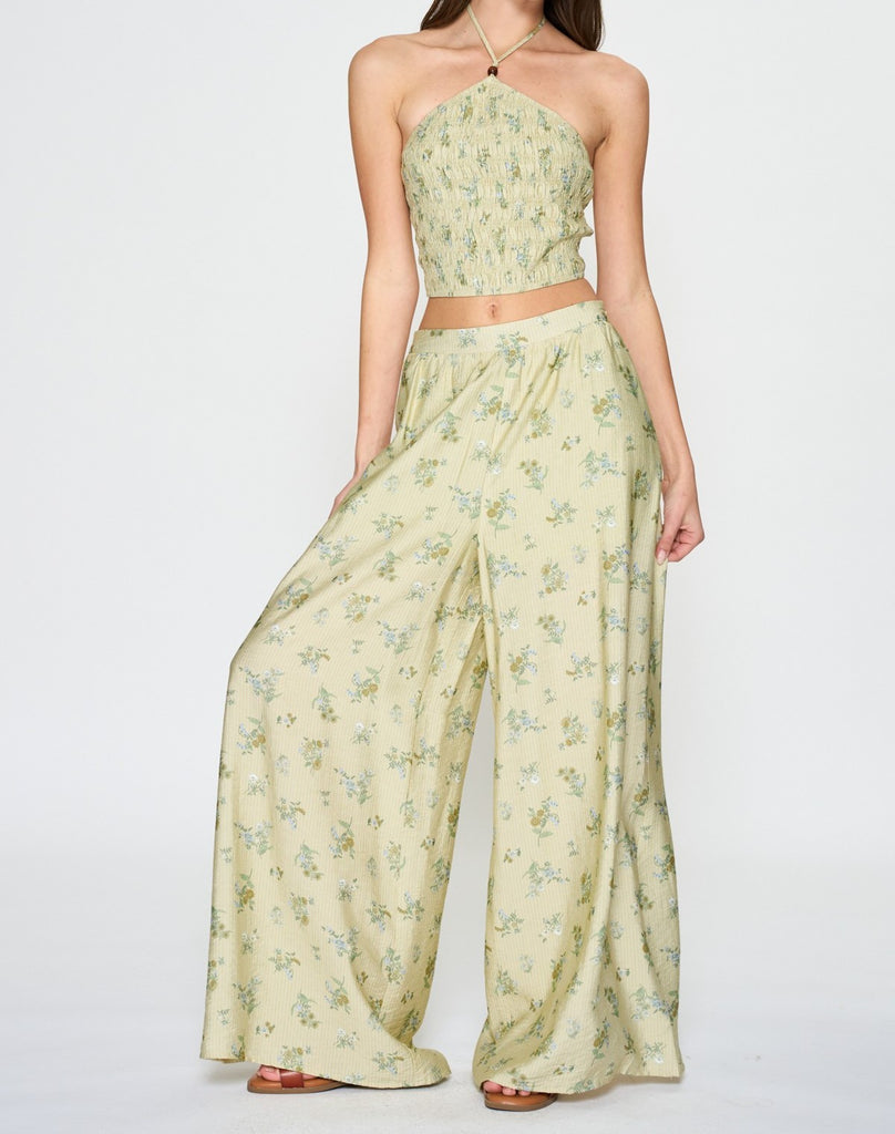 floral pinstripe pants