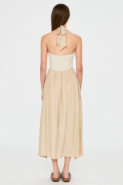 halter midi linen dress