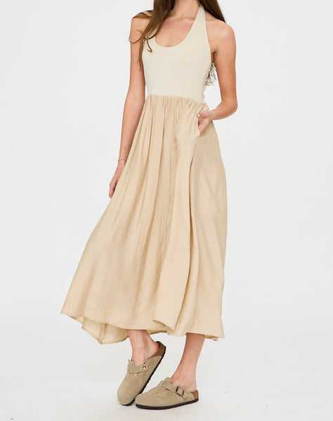 halter midi linen dress