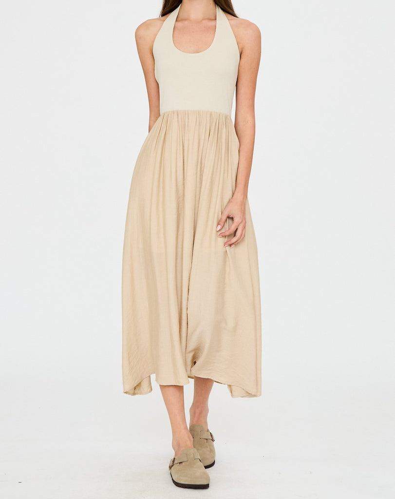halter midi linen dress