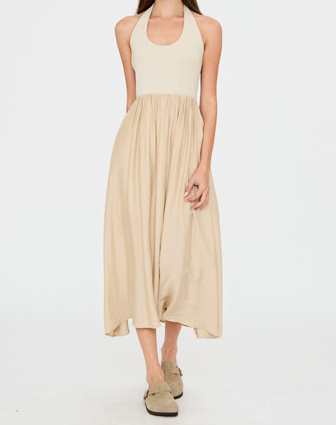 halter midi linen dress