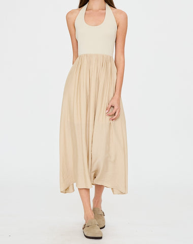 halter midi linen dress