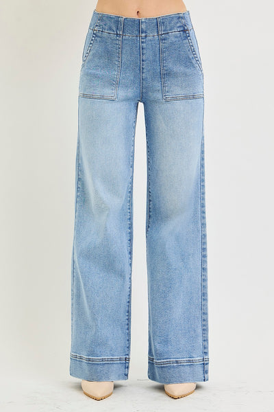 high rise stretch jeans