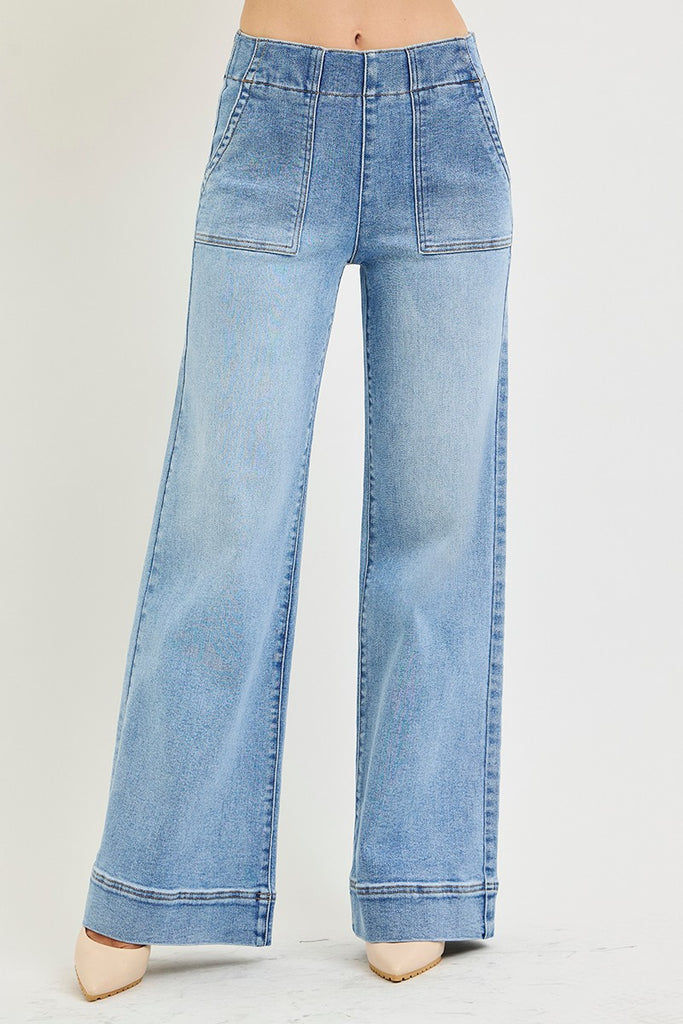 high rise stretch jeans