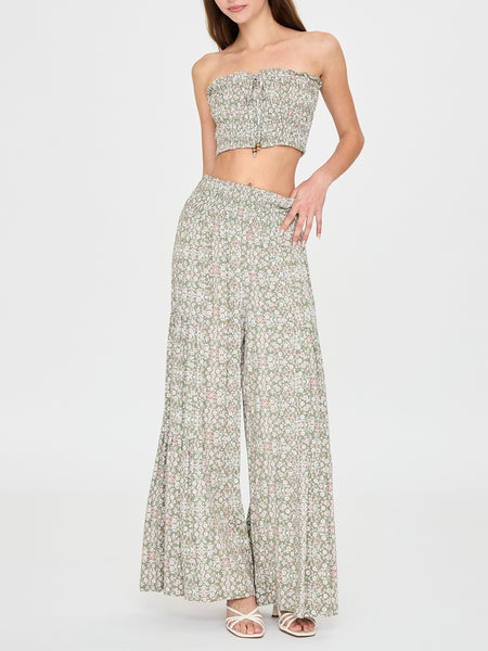green floral flare pants