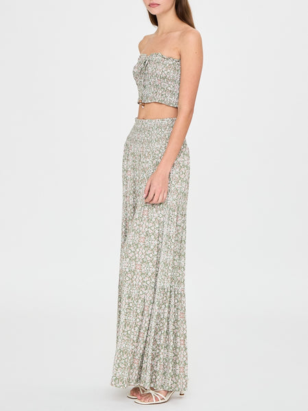 green floral flare pants