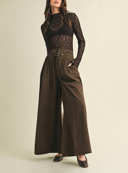 high waisted double button palzo pants