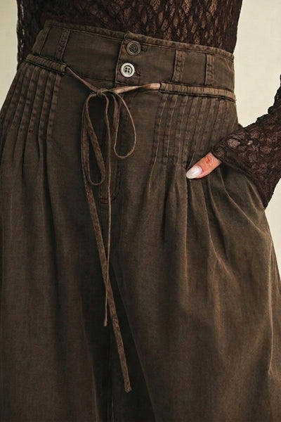 high waisted double button palzo pants