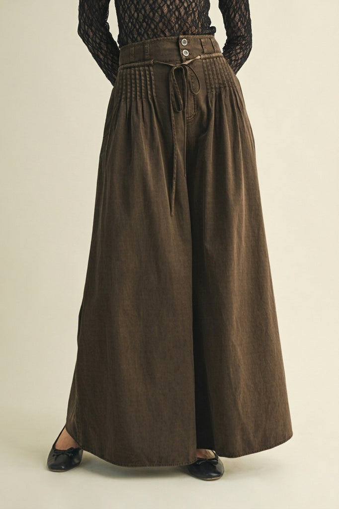 high waisted double button palzo pants