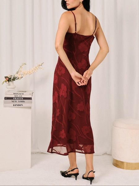 magenta floral midi dress