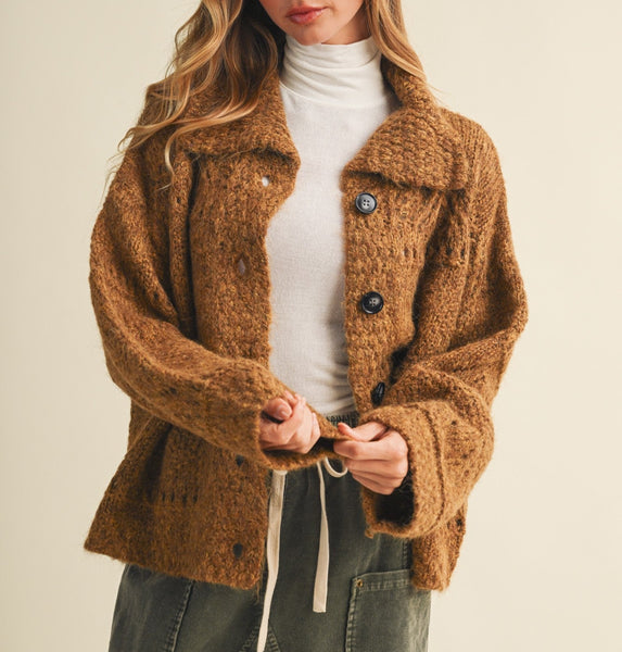 eyelet knit cardigan
