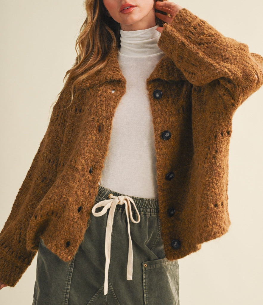 eyelet knit cardigan