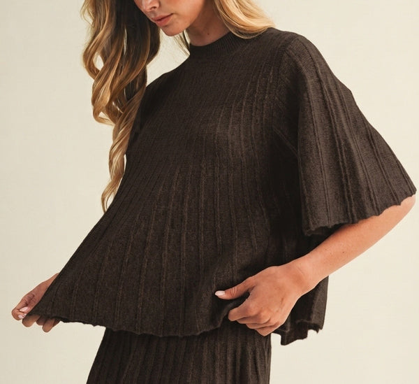 deep brown bell sleeve sweater