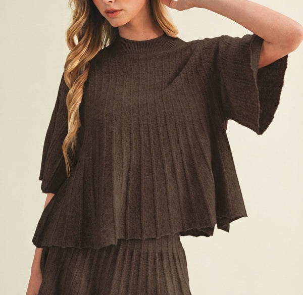 deep brown bell sleeve sweater