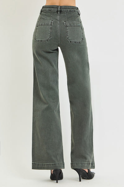 slant pocket wide jeans