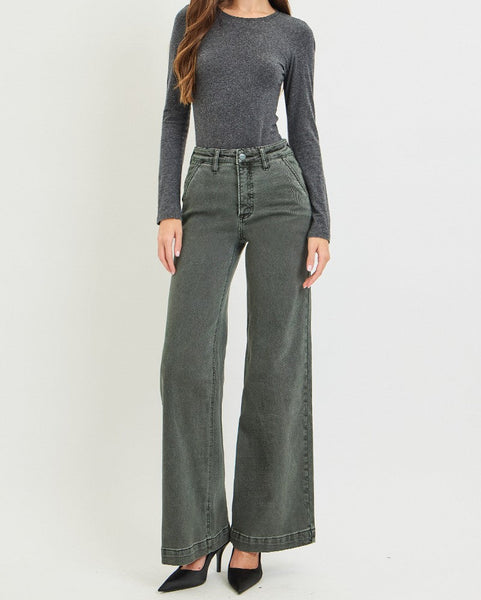 slant pocket wide jeans