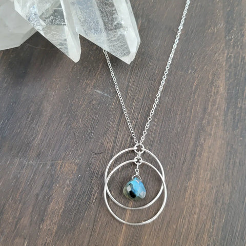 Labradorite crescent moon necklace